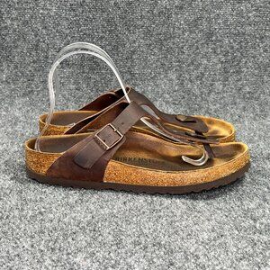 Birkenstock Gizeh Sandals Womens Size 8 Brown Oiled Leather Slip Thong Flip Flop